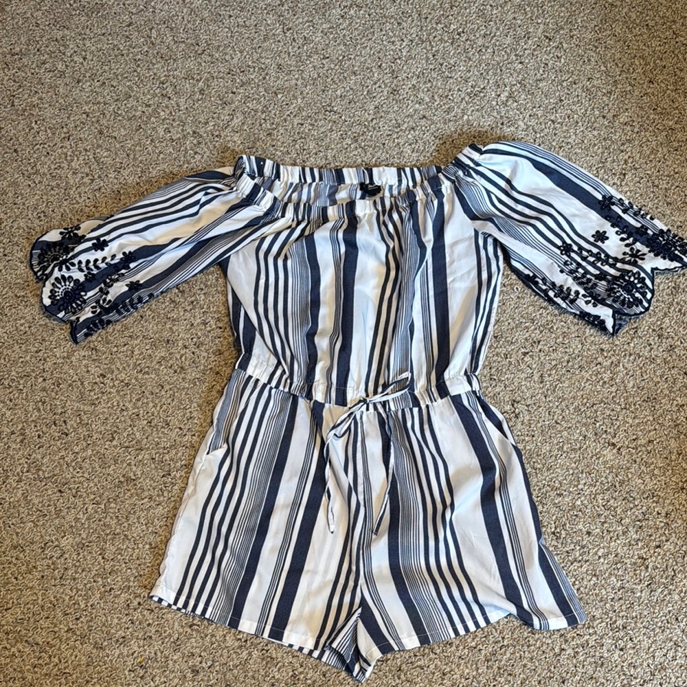 Striped Off-Shoulder Romper